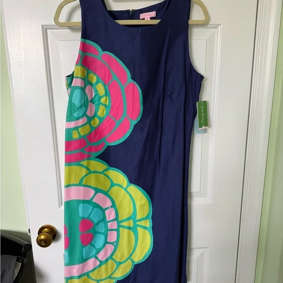 Lilly Pulitzer Blue Dress with Vibrant Floral Accents - Picture 1 of 4